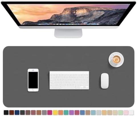 Hsurbtra Desk Pad, 30" x 14" PU Leather Desk Mat, XL Extended Mouse Pad, Waterproof Desktop Blotter Protector, Non-Slip Ultra Thin Large Laptop Keyboard Writing Mat for Office Home, Dark Gray