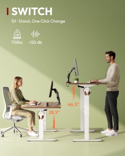SANODESK 1'' Thick One-Piece 48 x 30'' Height Adjustable Standing Desk