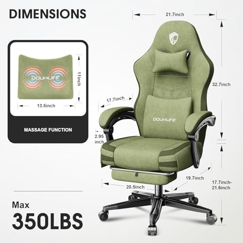 Fabric Gaming Chair, Ergonomic Computer Office Chair with Massage