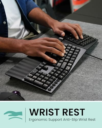 Perixx PERIBOARD-835RD II Wireless Ergonomic Mechanical Keyboard [Firmware Updated] - RGB Backlit - Low-Profile Red Linear Switches - Multi-Device Connection - Compatible with Windows and macOS