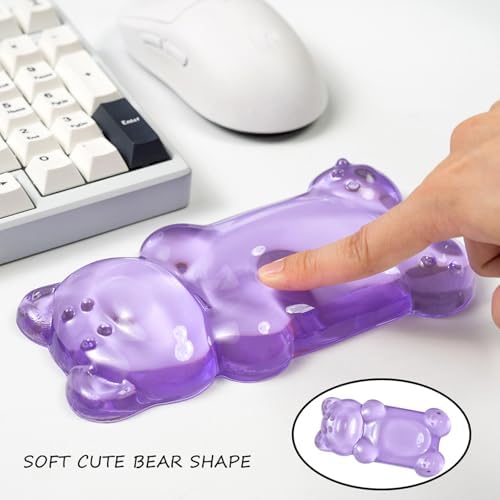 Ergonomic Gel Mouse Wrist Rest –Purple Clear Cute Bear Mouse Wrist Rest
