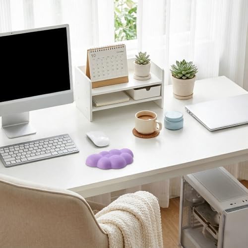 Cloud Wrist Rest Cushion for Mouse Ergonomic Soft PU Leather Memory Foam Wrist Pain Relief Mouse Wrist Support Pad with Anti-Skid Base for Office School Home Laptop & Computer Mouse (Purple)