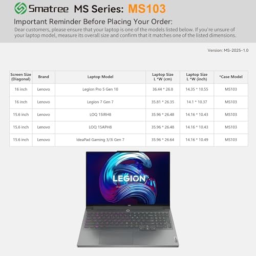 Smatree MS103 Hard EVA Case with Stand for 16 inch Lenovo Legion 7 Gen 7