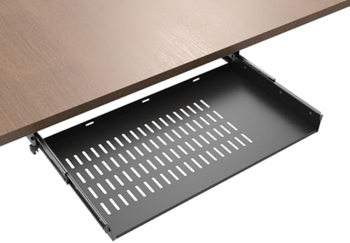 21 inch Sliding Under Desk Laptop Mount Tray with Air Vents