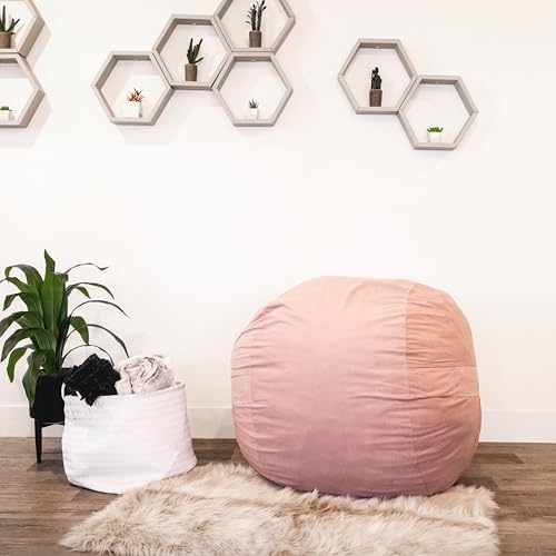 Big Joe Fuf 4Ft Foam Bean Bag Chair with Removable Cover for Kids, Teens, Desert Rose Lenox, Durable Woven Polyester, 4 Foot Large Reading and Gaming Seat