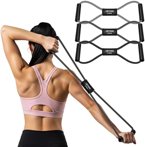 Figure 8 Resistance Bands for Arm, Back – 3-Level Latex Heavy Exercise Bands with Handles for Strength Training, Full Body Workout, Physical Therapy, Pilates, Yoga, Home Gym Equipment for Women
