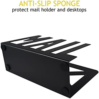 Desktop Letter Holder, Two-Sided Designs Black Metal Desktop Cutout Mail Letter Holder, Letter Sorter Envelope Holder for Home Office School, Bill Filling Paper Document