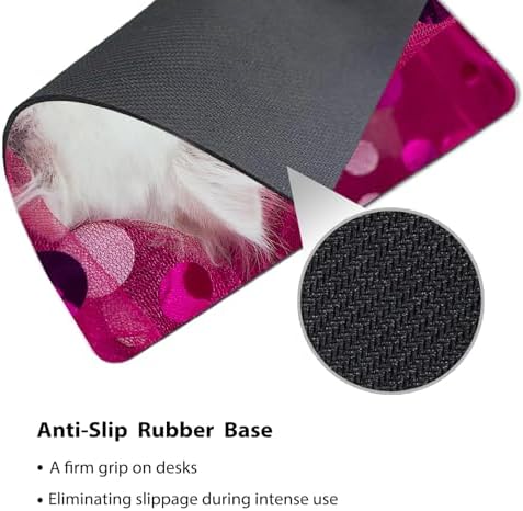 9.5x7.9 Inch Office/Gaming Mouse Pad, Lovely White Fluffy Kitten in Pink Glitter Sparkle Tulle Adorable Cat Pet, Cute Anti-Slip Mat for Desk Decor