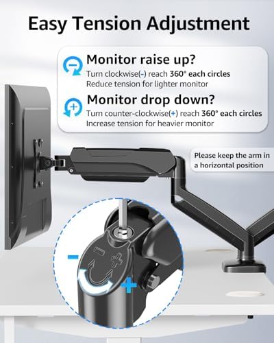 MOUNTUP Dual Monitor Stand for Desk, Monitor Arms for 2 Monitors 32 27 24 22 Inches, Height Adjustable Double Monitor Mount, VESA Mount with C-Clamp & Grommet Base, Holds 4.4-17.6lbs