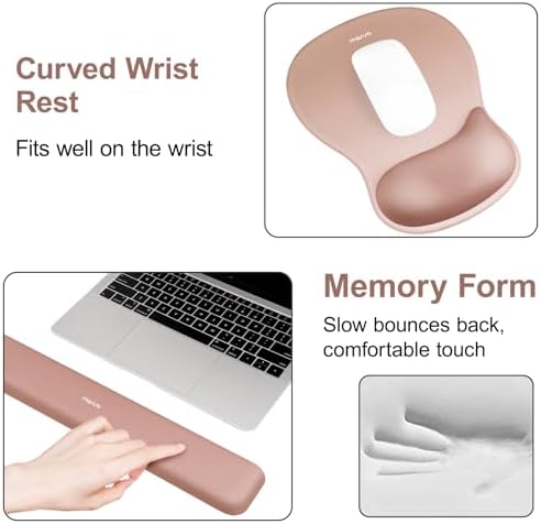 MOSISO Wrist Rest Support for Mouse Pad & Keyboard Set, Brown