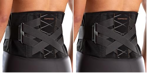 Copper Fit X-Back Brace for Lower Back Pain, Lumbar Support, Herniated Disc, Sciatica, Arthritis – Adjustable, Breathable Design - for Men and Women (Small/Medium) (Pack of 2)