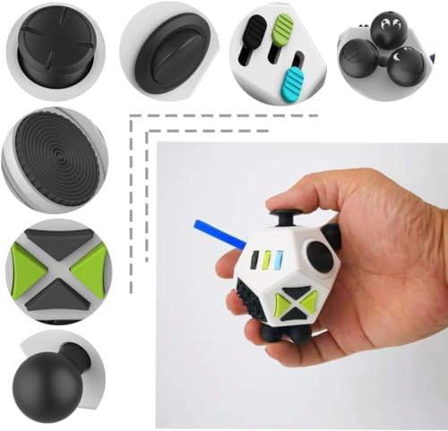 Fidget Dodecagon,12 Sided Fidget Toys Cube for Kids and Adults(A2 White)