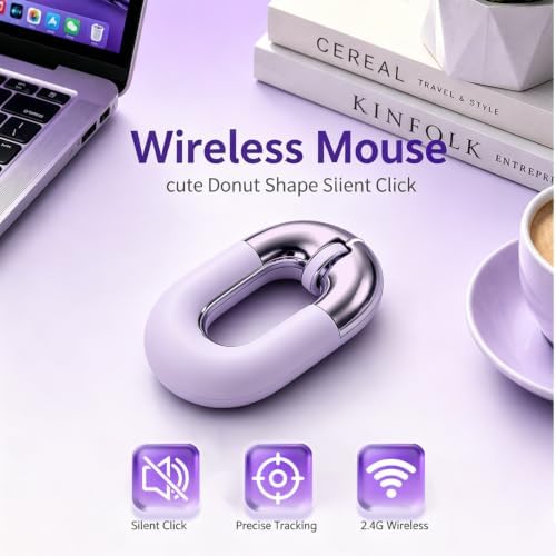 Bluetooth Mouse for Laptop Donut Purple Wireless Mouse, Rechargeable