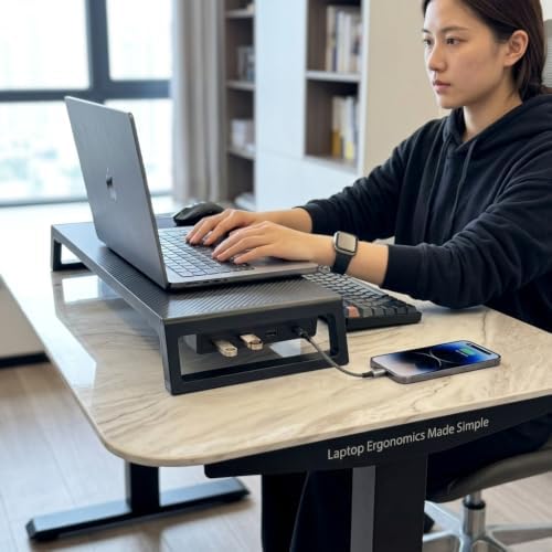 Zapuno Desk Organizer and Accessories, Computer Monitor Stand Riser with USB Hub , Laptop Stand