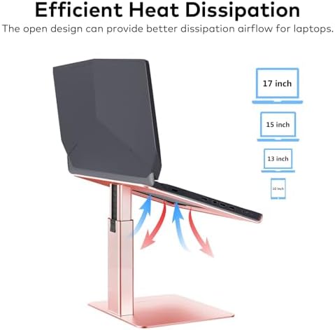Ergonomic Aluminum Laptop Stand for Desk Adjustable Sit to Stand Riser DJ Laptop Stand Adjustable Height from 7-15 Inches Aluminum