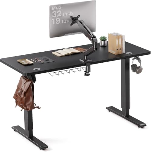 SIAGO 55 x 24 Inch Electric Standing Desk with Single Monitor Stand