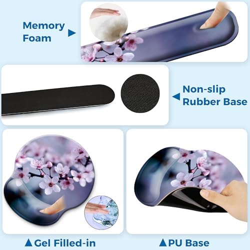 Mouse Pad and Keyboard Wrist Rest Support,Ergonomic Mouse Pad Set