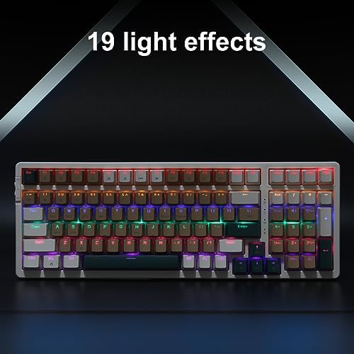 Merdia Wireless Mechanical Keyboard, Triple Mode 2.4G/USB-C/BT Gaming Keyboards 100 Keys RGB Backlit, Blue Switch Keyboard | Rechargeable Mechanical Gaming Keyboards | Brown Combo