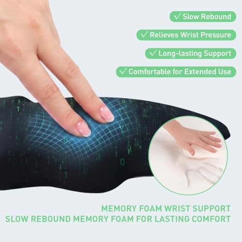 Ergonomic Keyboard and Mouse Wrist Rest Set, Hacker Code