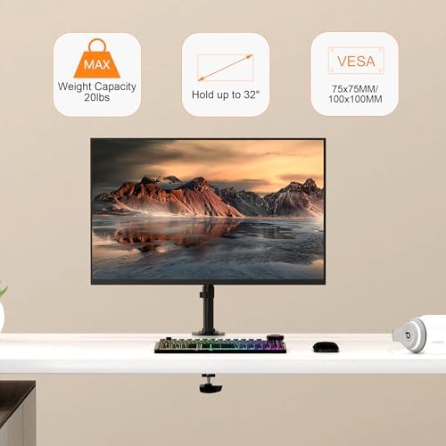 Pholiten Single Monitor Stand, 13-32 Inch, Black