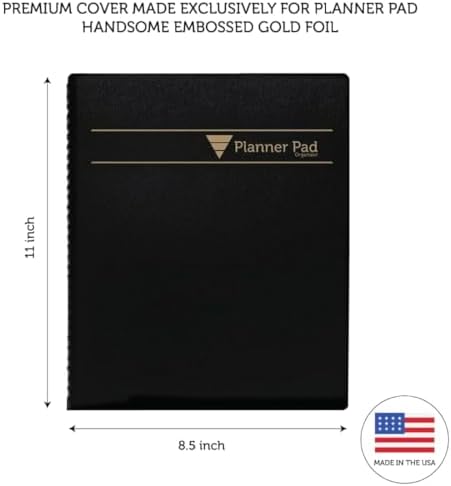 Planner Pad Spiral Bound July 2026 – June 2027 / Academic Year 8 1/2" x 11" Large 3-Tier Funnel Down 12 Month/Weekly Organizer, Black Cover/Black Ink