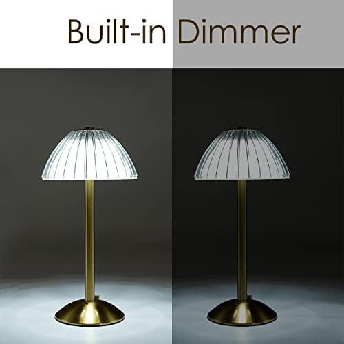 HEQET Cordless Table Lamps for Home,Table,Dining Room, Gold Rechargeable Lamps, USB Charge 12'' Tall LED Brass Portable Outdoor Indoor Table Lamp with Built-in Dimmer (Pack2-Gold Lamp)
