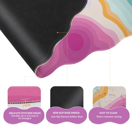 L-SPOUTTO Topographic Mouse Pad Set,Abstract Scalloped XXL Desk Mat Set