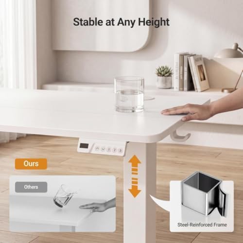 Claiks 35 x 20 Inch White Electric Standing Desk