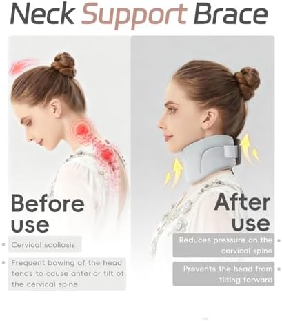 Neck Brace for Neck Pain and Support, Cervical Collar - Relieves Pain & Spine Pressure, Neck Support Brace Wraps Keep Vertebrae Stable and Aligned (Large)