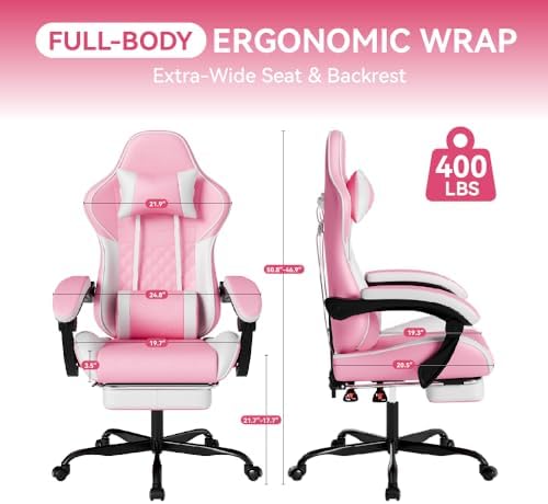 Pink Ergonomic Video Gaming Chair
