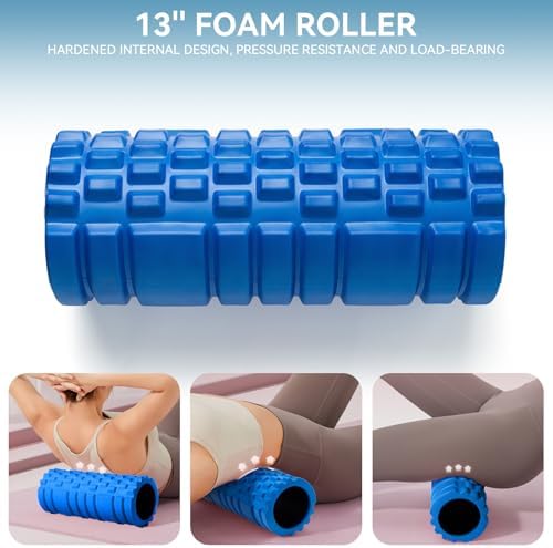 Krightlink Foam Roller for Deep Tissue Massage, 13" High Density Exercise Roller for Muscle Massage and Myofascial Trigger Point Release, Back Roller for Fitness, Yoga and Pilates (Blue)