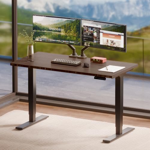 SANODESK Solid Bamboo Dual Motor Standing Desk, 220 lbs, 48×24