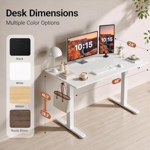 Claiks 48 x 24 Inch Electric Standing Desk White