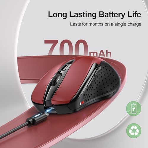 TECKNET Wireless Mouse Rechargeable, 2.4G Computer Mice with USB-A Receiver