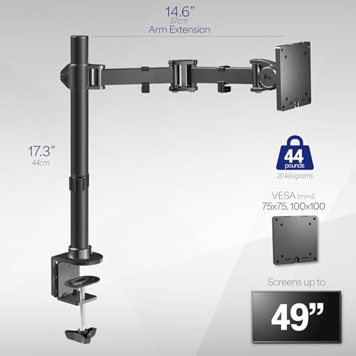 VIVO Black Single Monitor Desk Mount, Up to 49 in Ultrawides, STAND-V100M