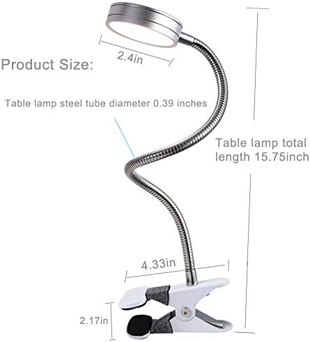 Office Table Lamp Adjustable Eye Protection Reading Table Light, Led Clip Desk Light, USB Connection, Reading Light and Eye Protection Table Lamp for Bedside, Office, Bedroom (White)