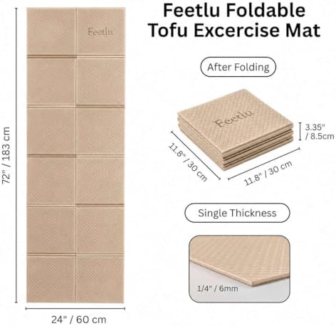 Foldable Yoga Mat, 72" x 24" x 6mm, Lightweight & Non-Slip