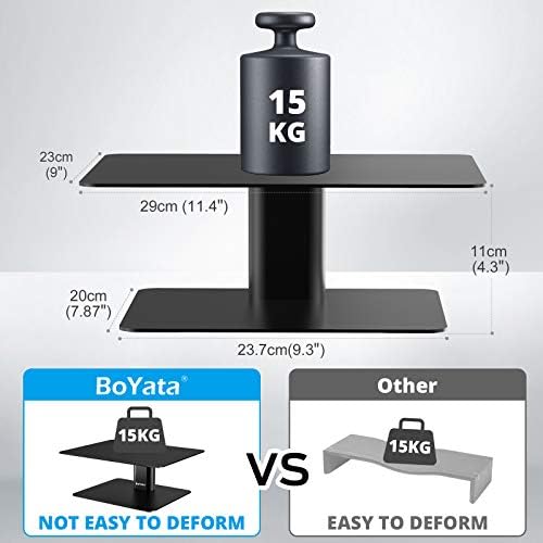 BoYata Monitor Stand, Adjustable Height Metal Desktop Riser, Black