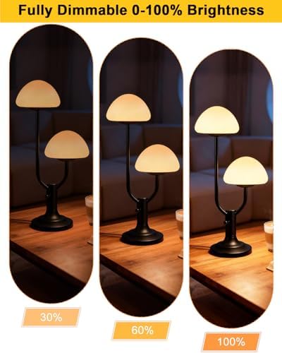 Lightdot Mushroom Table Lamp for Bedroom Dimmable Cute Black Desk Lamp
