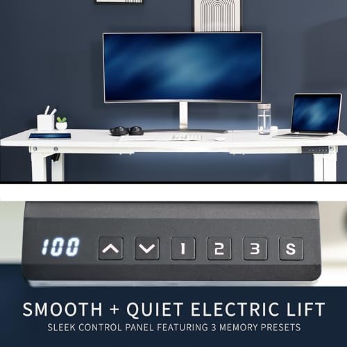 VIVO White 4-Leg Dual Motor Standing Desk Frame, DESK-E4W