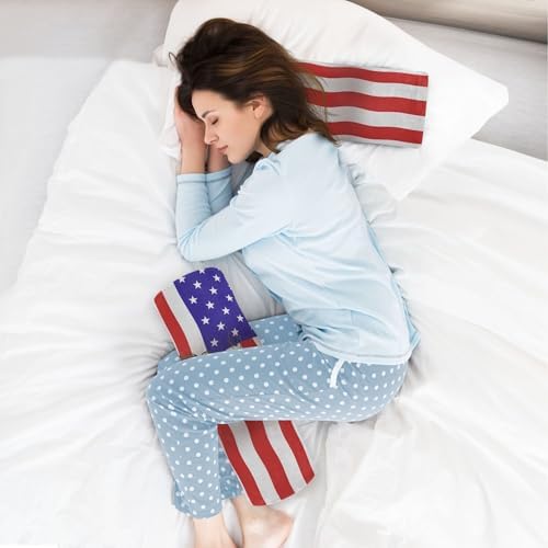 Bolster Pillow Decorative Neck Roll Pillow Round Pillow for Back Cylinder Throw Pillows for Couch Neck Support America Flag USA Don't Tread on Me Patriotic Blue Red