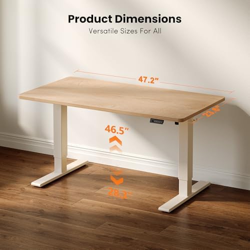 CubiCubi 48 x 24 Electric One-Piece Standing Desk, Maple