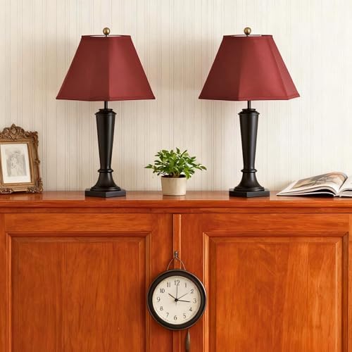 GO&SO Red Bell Lamp Shades Set of 2,6.5" x 13" x 10.5",Fabric Lampshade