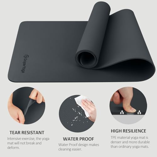 Gruper Yoga Mat Non Slip, Anti-Tear Workout Mat with Carrying Strap and Bag