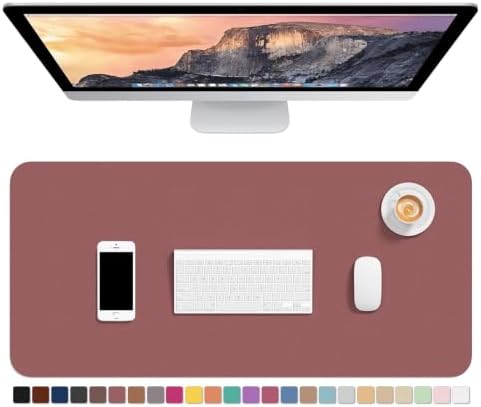 Hsurbtra Desk Pad, 30" x 14" PU Leather Desk Mat, XL Extended Mouse Pad, Waterproof Desktop Blotter Protector, Non-Slip Ultra Thin Large Laptop Keyboard Writing Mat for Office Home, Brick Red