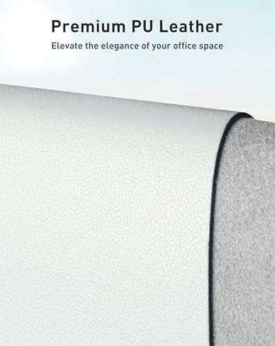 Aothia Faux Leather Desk Mat - Large Mouse Pad, Non-Slip PU Leather Blotter, Waterproof Writing Surface for Office and Home (Barely Grey, 40" x 24")