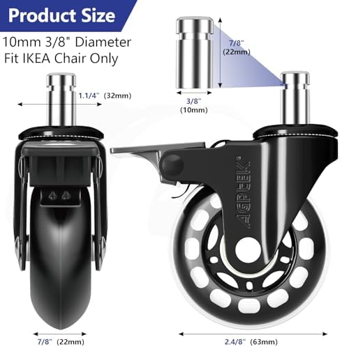 AGPtEK Office Chair Casters with Brake Heavy Duty 2.5" Set of 5