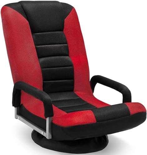 Kids Gaming Chair, Swivel Floor Video Lounger, 6 Positions, Folds to Store