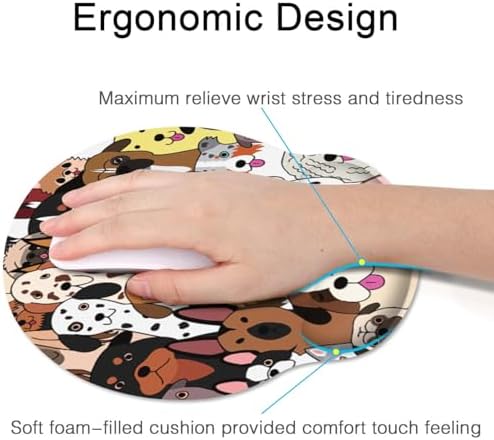 Britimes Ergonomic Mouse Pad with Wrist Support, Dogs Doodle