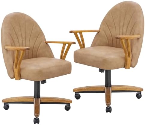 Chromcraft Bailey PU Leather Swivel-Tilt Caster Chair -Chestnut-Nude-2pc